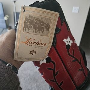 Lucchese Red and Black Ankle Boots